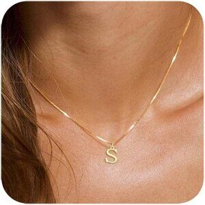 Your Initial Name  Necklace- Women's Gold Letter S and more!-